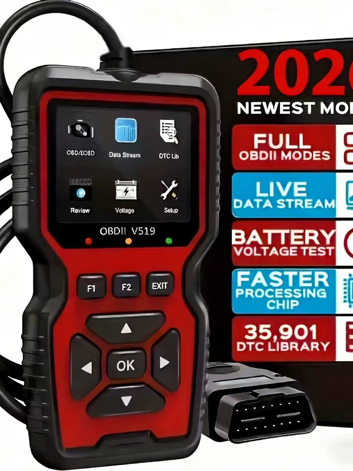 Universal V519 Professional OBD2 Scanner USB-Powered Automotive Diagnostic Tool with Real-Time Data Stream, Code Reader & Engine Fault Code Reset