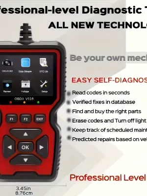 Universal V519 Professional OBD2 Scanner USB-Powered Automotive Diagnostic Tool with Real-Time Data Stream, Code Reader & Engine Fault Code Reset