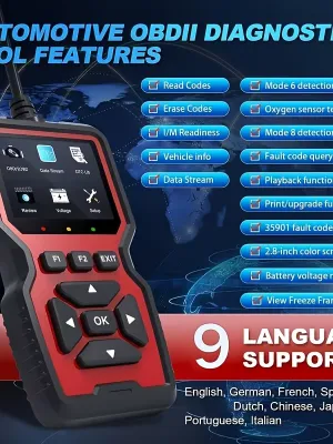 Universal V519 Professional OBD2 Scanner USB-Powered Automotive Diagnostic Tool with Real-Time Data Stream, Code Reader & Engine Fault Code Reset