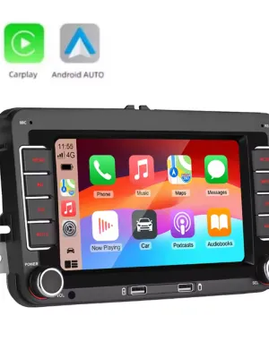 7-Inch Touchscreen Car Stereo with Android Auto & Apple CarPlay – VW Bluetooth AM/FM USB Head Unit