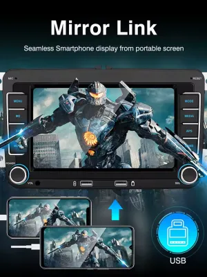 7-Inch Touchscreen Car Stereo with Android Auto & Apple CarPlay – VW Bluetooth AM/FM USB Head Unit